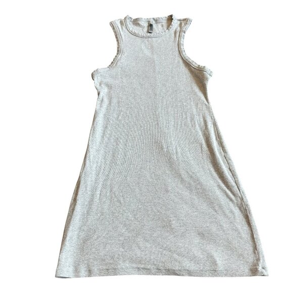 Skims Grey Ribbed Stretch Bodycon Dress Mini Crew Neck Lounge Size 2X Women's - Picture 1 of 9
